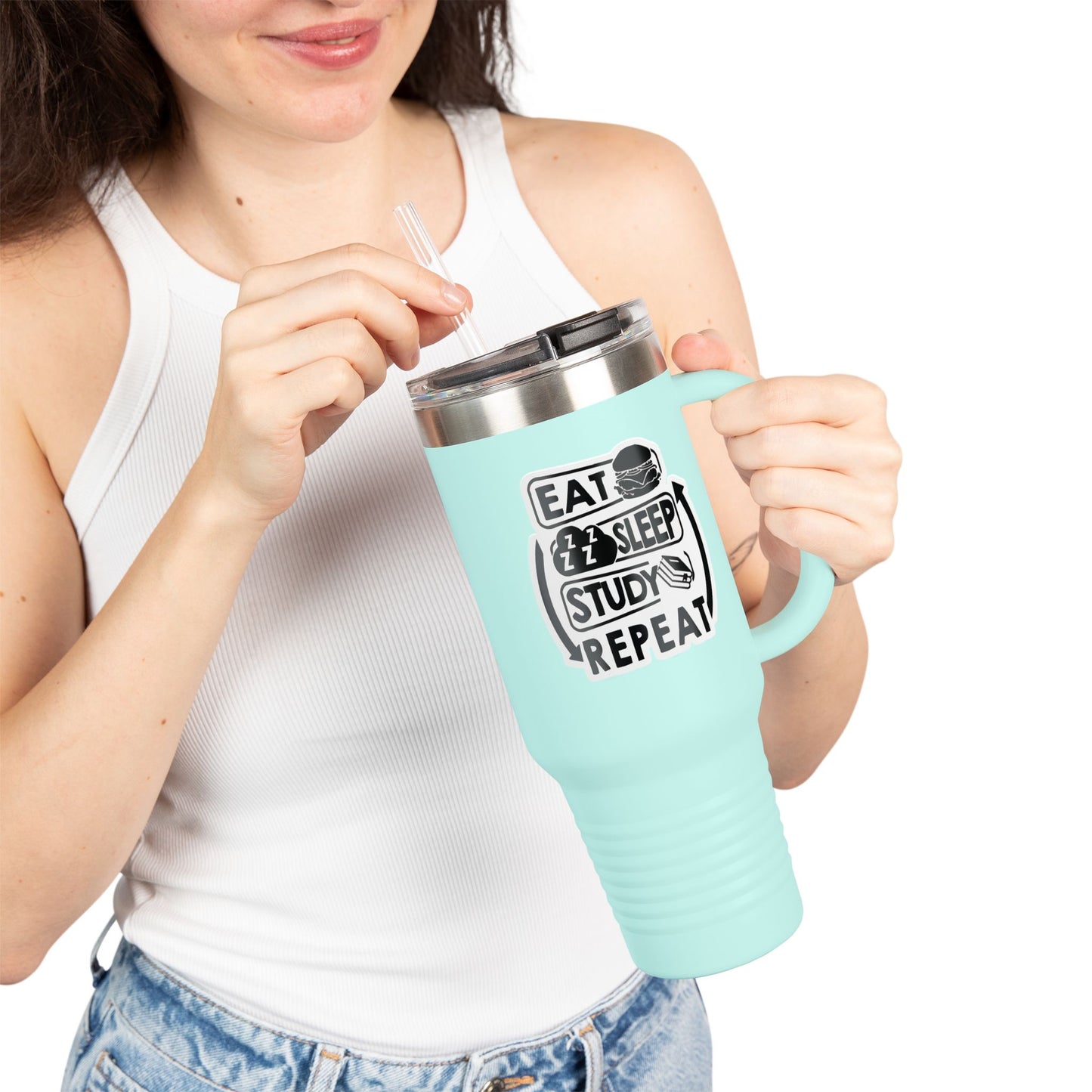 Eat Sleep Study Repeat Travel Mug , 40oz
