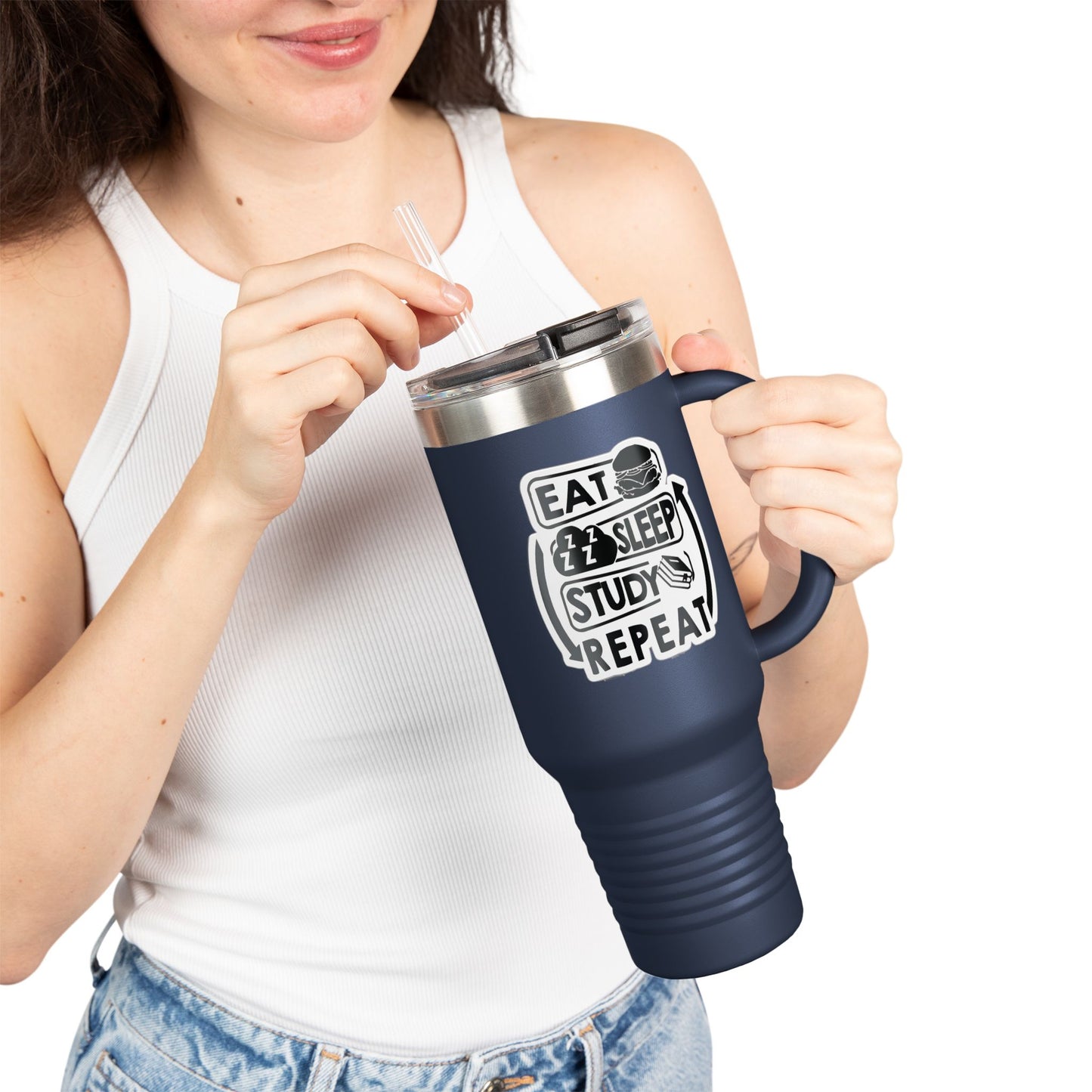 Eat Sleep Study Repeat Travel Mug , 40oz