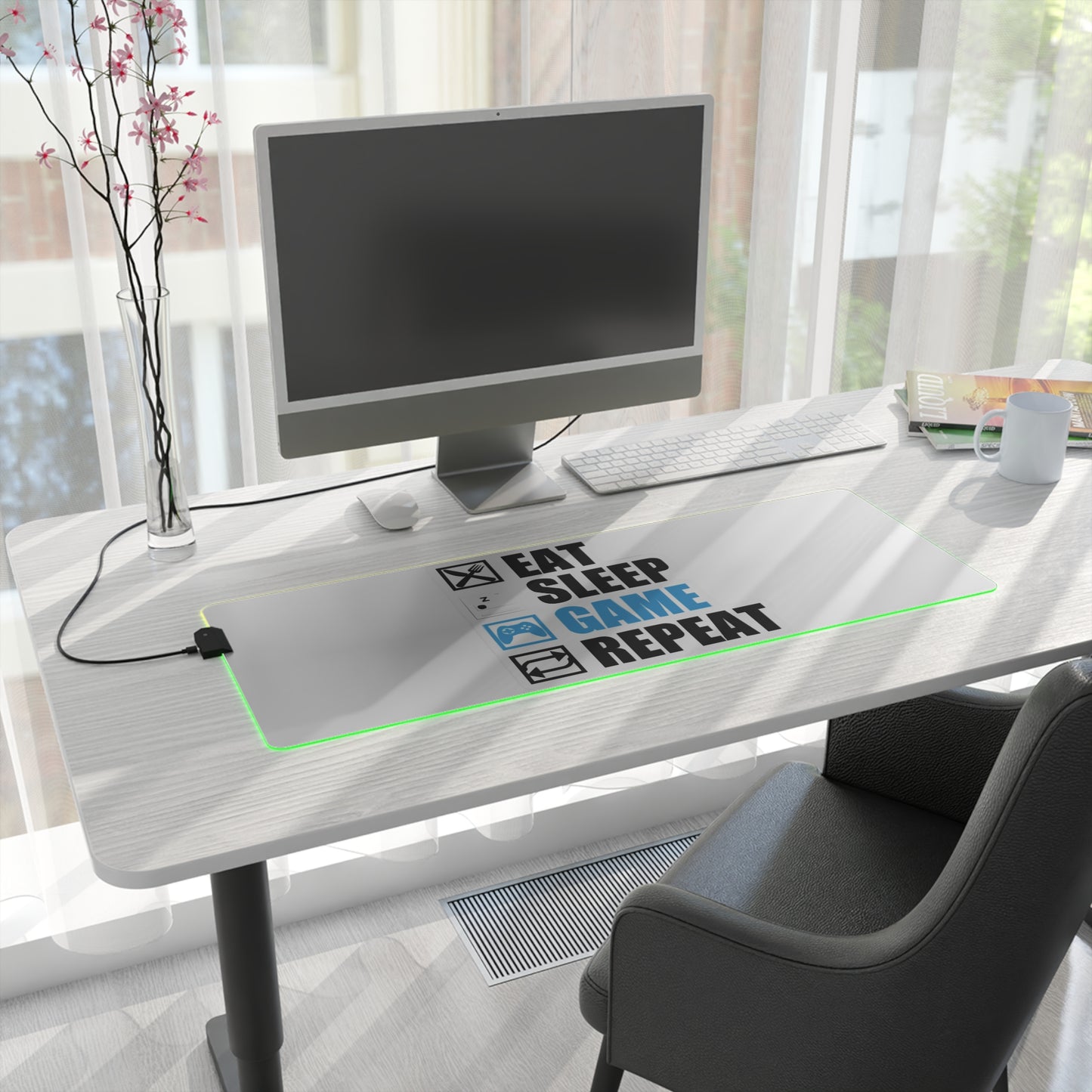 Eat Sleep Game Repeat LED Gaming Mouse Pad