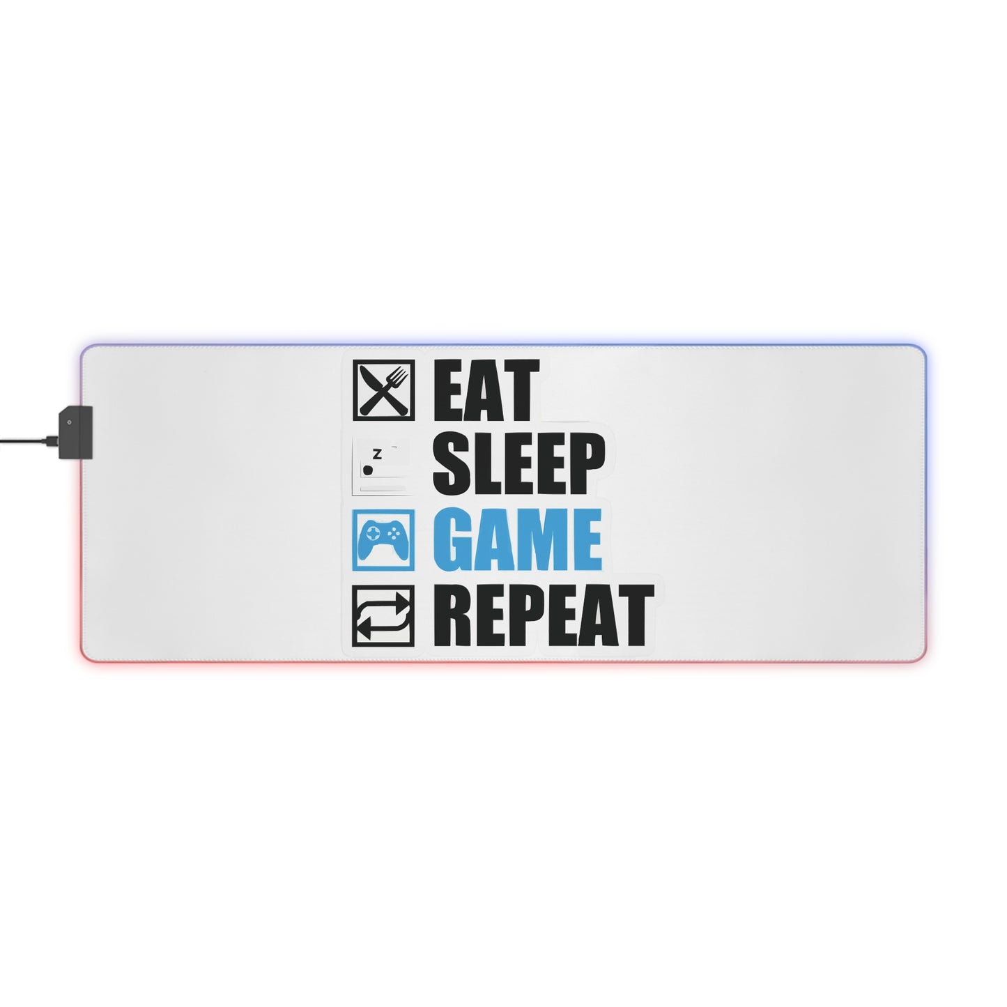 Eat Sleep Game Repeat LED Gaming Mouse Pad