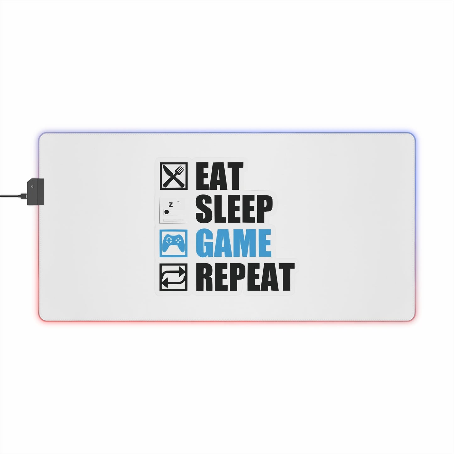 Eat Sleep Game Repeat LED Gaming Mouse Pad