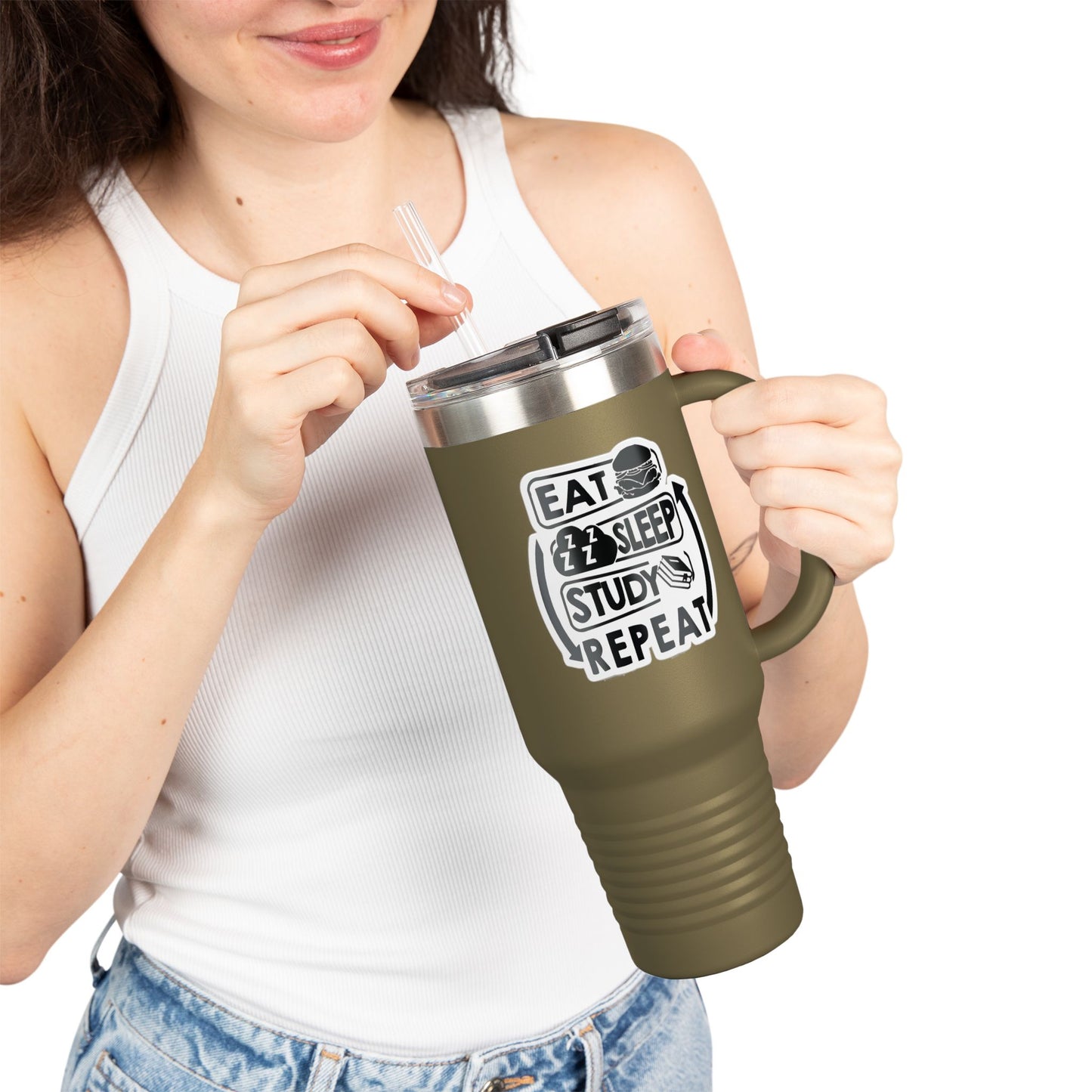 Eat Sleep Study Repeat Travel Mug , 40oz