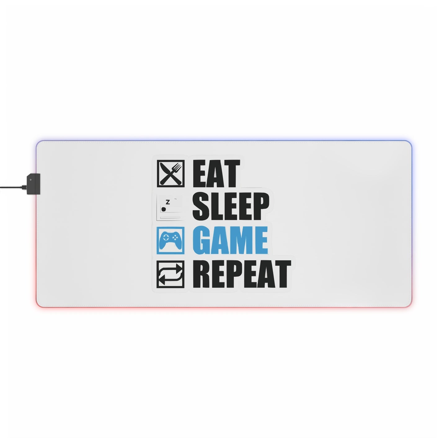 Eat Sleep Game Repeat LED Gaming Mouse Pad