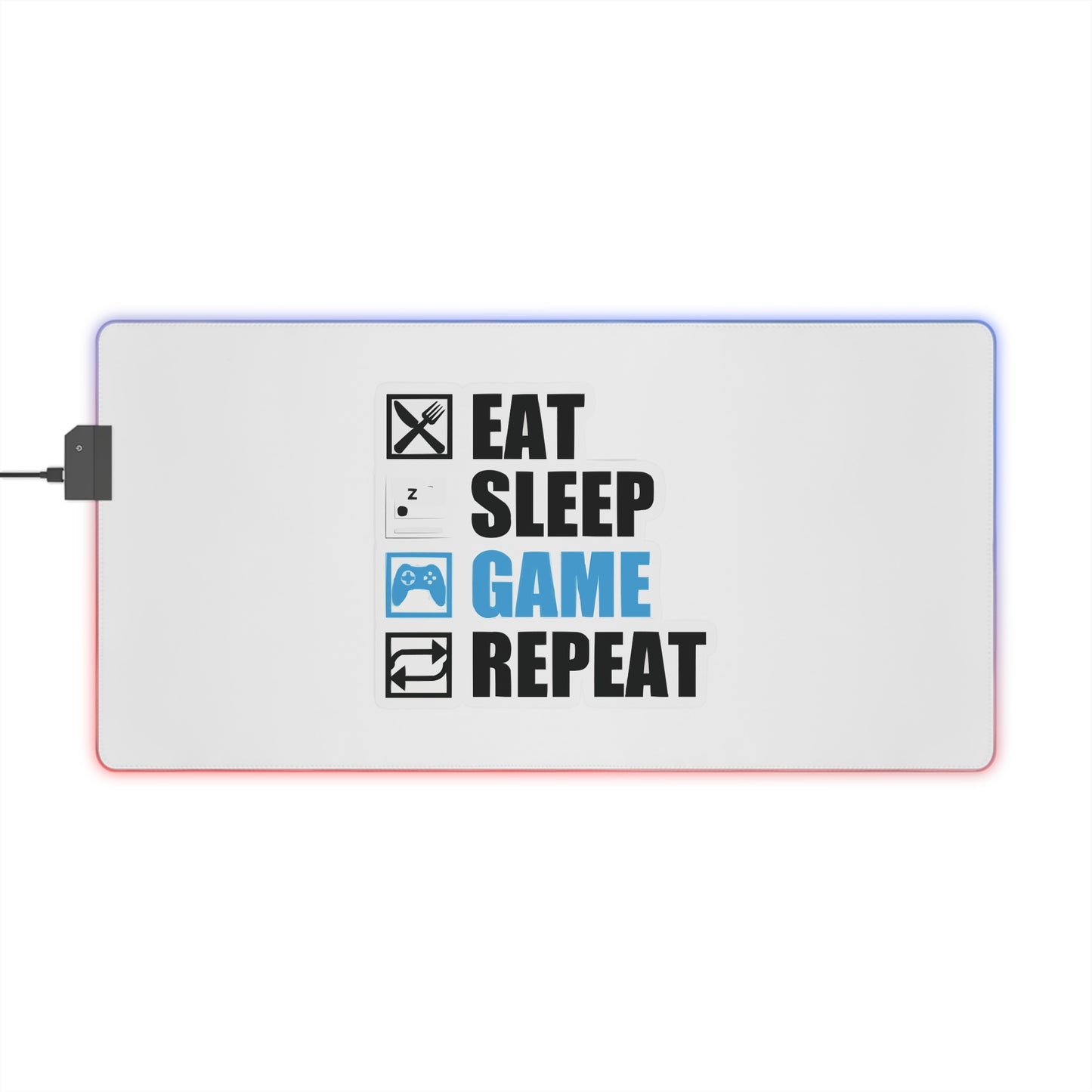 Eat Sleep Game Repeat LED Gaming Mouse Pad