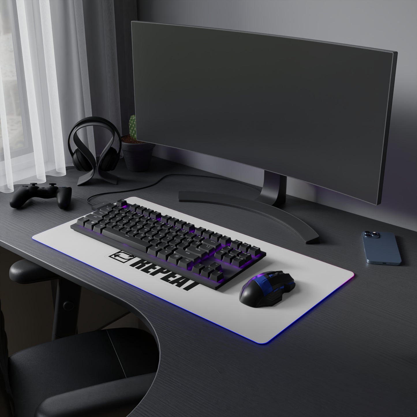 Eat Sleep Game Repeat LED Gaming Mouse Pad