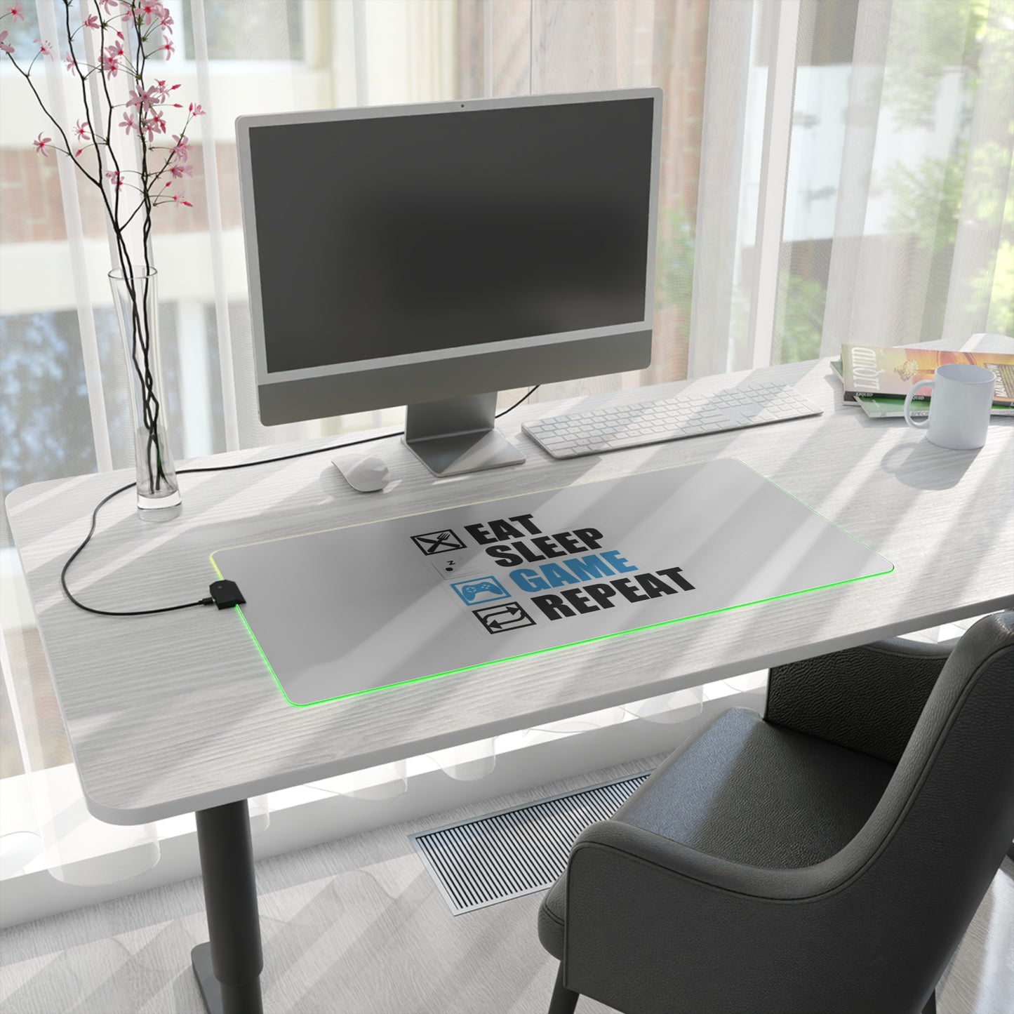 Eat Sleep Game Repeat LED Gaming Mouse Pad