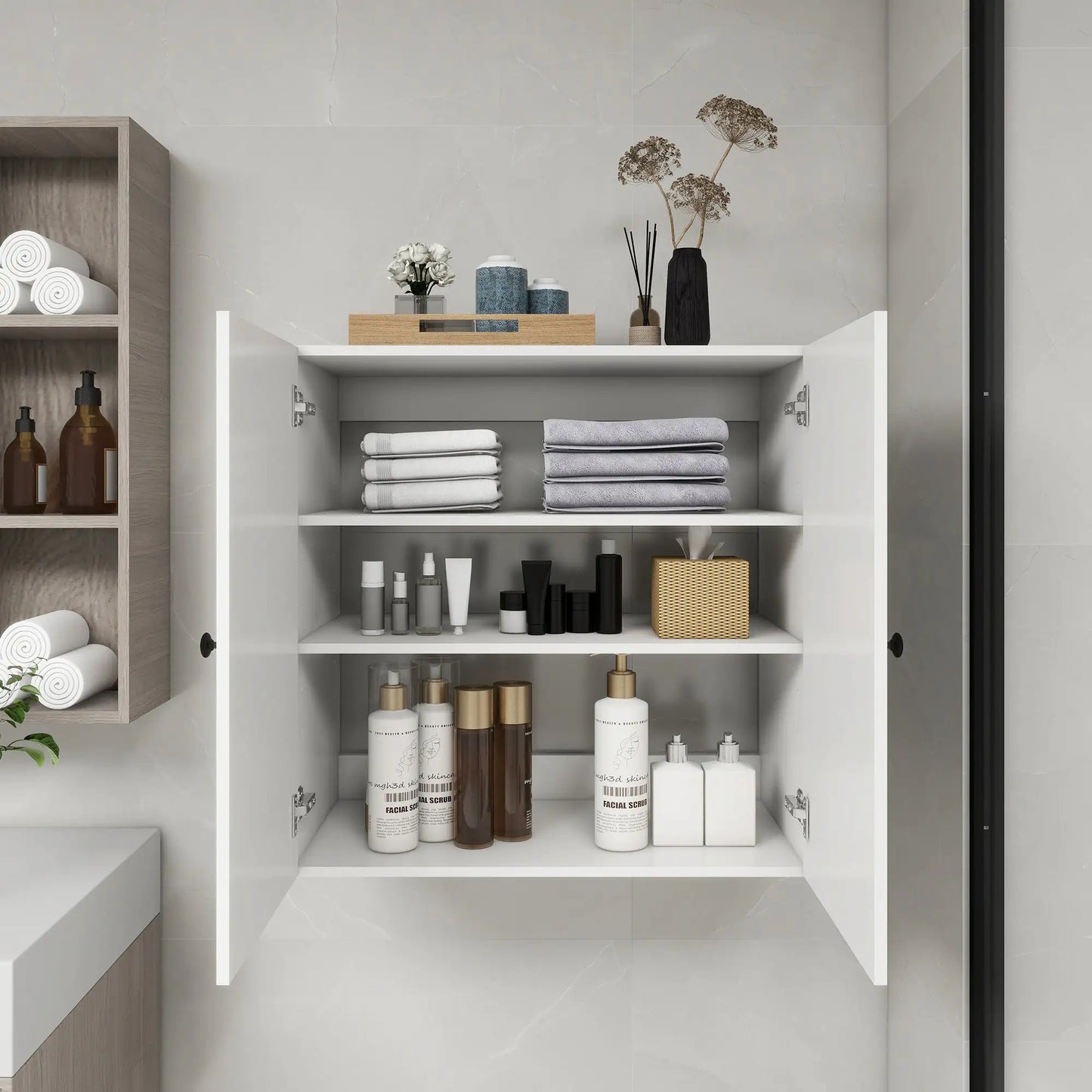 Elegance Wood Closet Organizer with Doors and Shelves