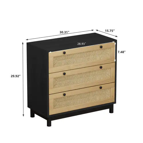 3 Drawer Storage Cabinet Rope Woven Drawer