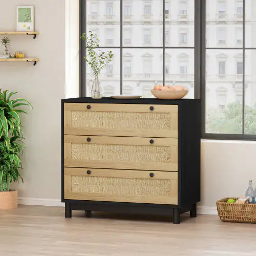 3 Drawer Storage Cabinet Rope Woven Drawer