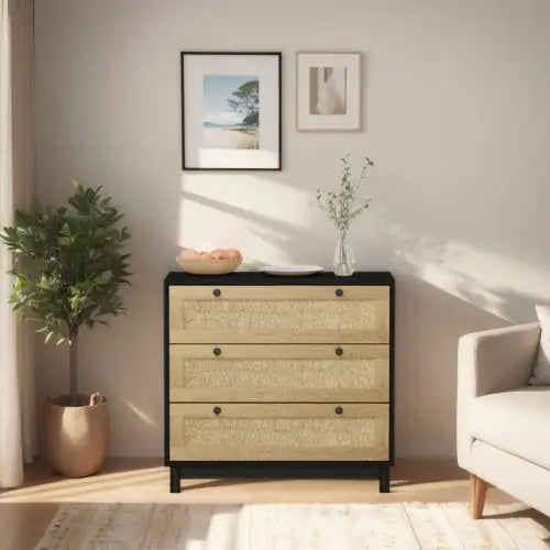 3 Drawer Storage Cabinet Rope Woven Drawer