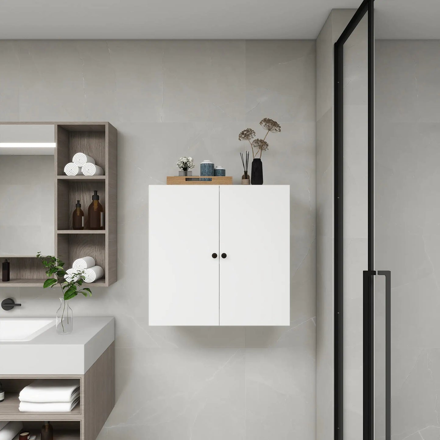 Elegance Wood Closet Organizer with Doors and Shelves