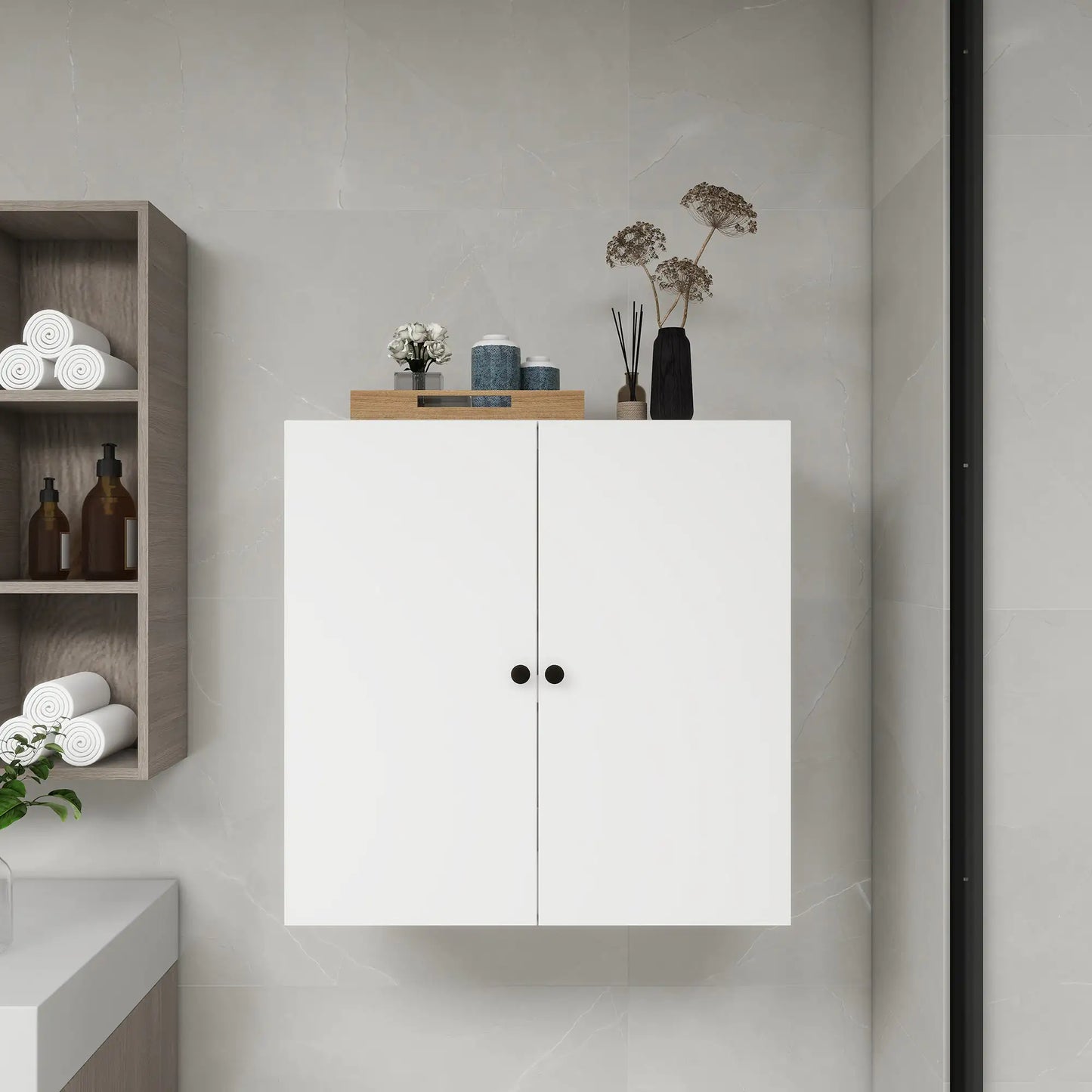 Elegance Wood Closet Organizer with Doors and Shelves