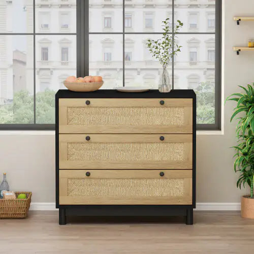 3 Drawer Storage Cabinet Rope Woven Drawer