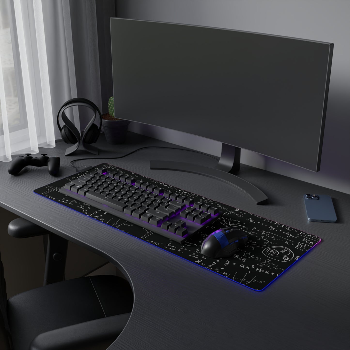 LED Gaming Mouse Pad with Mathematical Design