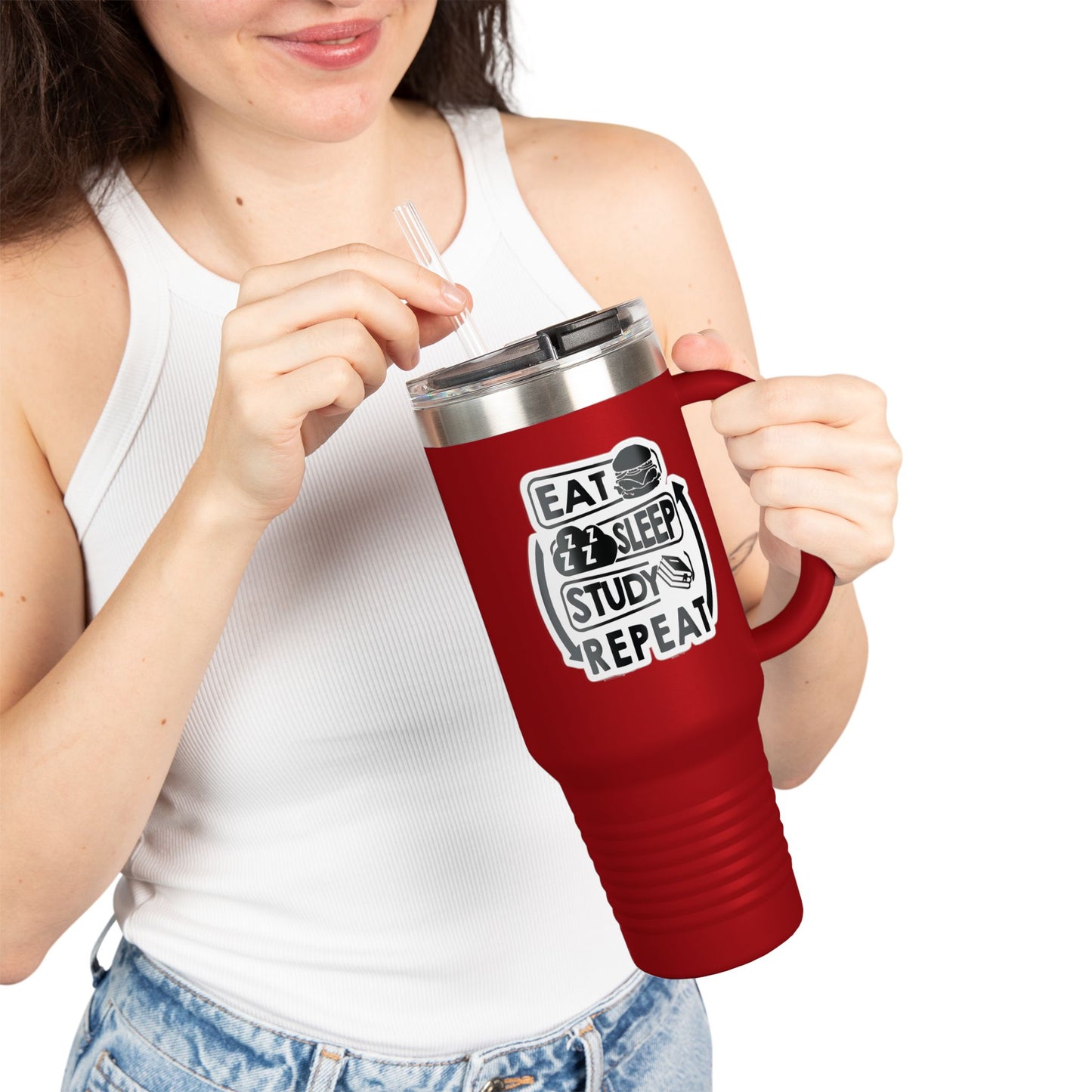 Eat Sleep Study Repeat Travel Mug , 40oz