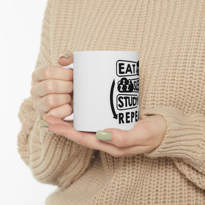 Eat Sleep Study Repeat Ceramic Mug