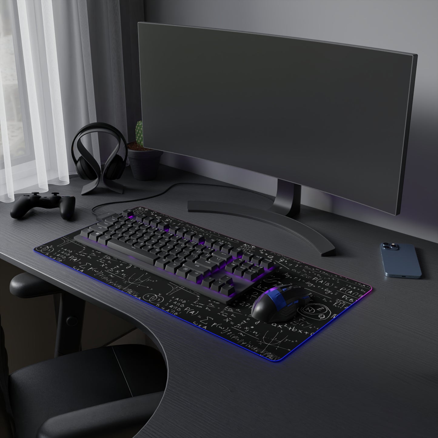 LED Gaming Mouse Pad with Mathematical Design