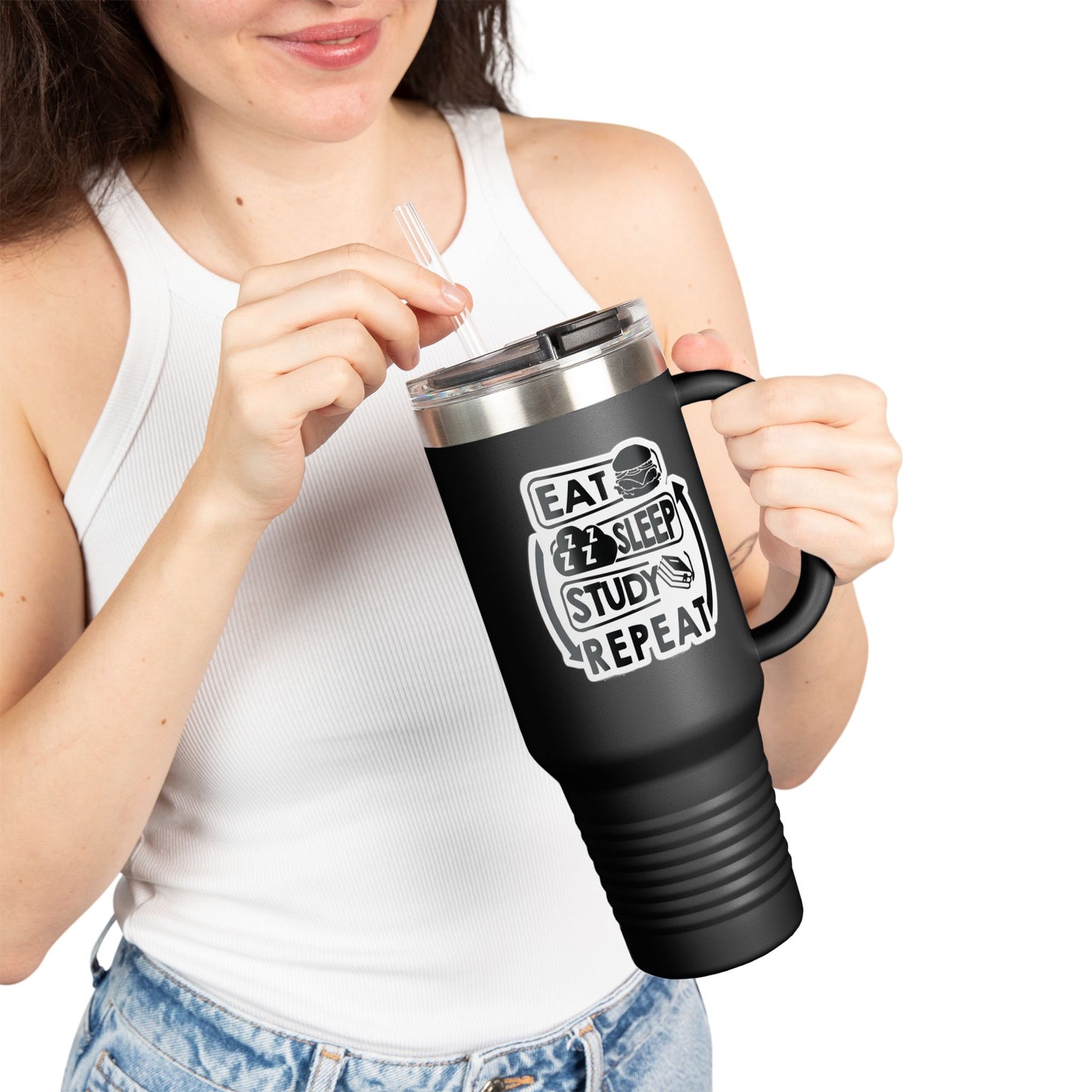Eat Sleep Study Repeat Travel Mug , 40oz