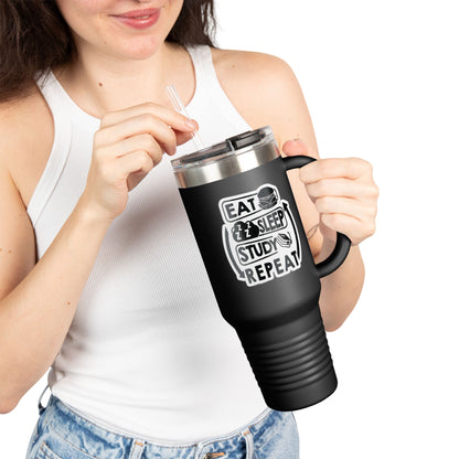 Eat Sleep Study Repeat Travel Mug , 40oz