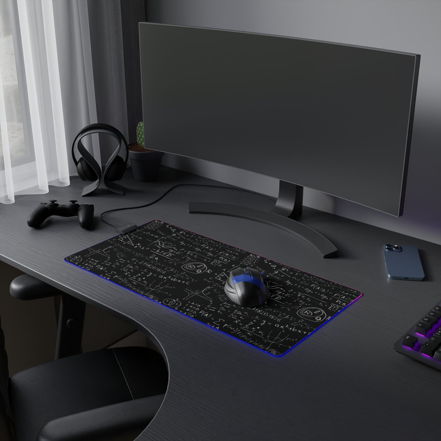 LED Gaming Mouse Pad with Mathematical Design