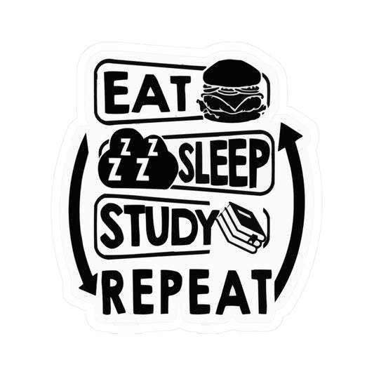 Eat Sleep Study Repeat Kiss-Cut Stickers
