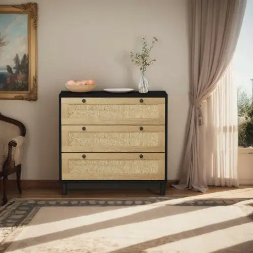 3 Drawer Storage Cabinet Rope Woven Drawer